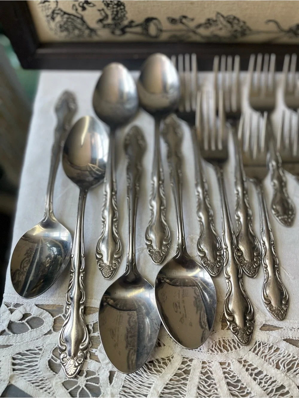 Stainless steel flatware Japan ornate vintage silverware set